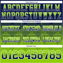 Load image into Gallery viewer, Custom Navy Neon Green-White Mesh Authentic Gradient Square Shape Flag Football Jersey
