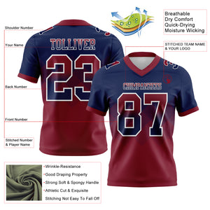 Custom Navy Crimson-White Mesh Authentic Gradient Square Shape Flag Football Jersey