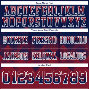 Custom Navy Crimson-White Mesh Authentic Gradient Square Shape Flag Football Jersey