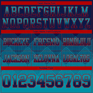 Custom Navy Teal-Red Mesh Authentic Gradient Square Shape Flag Football Jersey