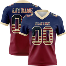 Load image into Gallery viewer, Custom Navy Vintage USA Flag Crimson-Cream Mesh Authentic Gradient Square Shape Flag Football Jersey

