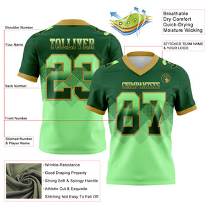 Custom Green Pea Green-Old Gold Mesh Authentic Gradient Square Shape Flag Football Jersey