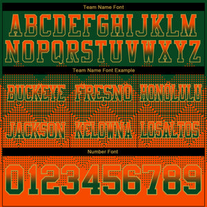 Custom Green Orange-Old Gold Mesh Authentic Gradient Square Shape Flag Football Jersey