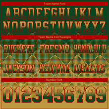 Load image into Gallery viewer, Custom Green Old Gold-Red Mesh Authentic Gradient Square Shape Flag Football Jersey

