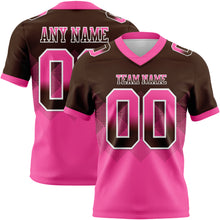 Load image into Gallery viewer, Custom Brown Pink-White Mesh Authentic Gradient Square Shape Flag Football Jersey
