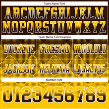 Load image into Gallery viewer, Custom Brown Yellow-White Mesh Authentic Gradient Square Shape Flag Football Jersey
