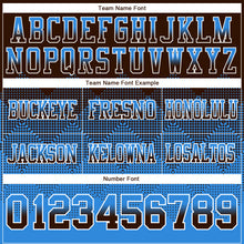 Load image into Gallery viewer, Custom Brown Powder Blue-White Mesh Authentic Gradient Square Shape Flag Football Jersey

