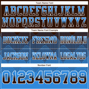 Custom Brown Powder Blue-White Mesh Authentic Gradient Square Shape Flag Football Jersey