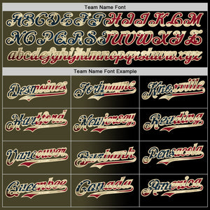 Custom Black Vintage USA Flag Olive-Cream Authentic Gradient Fashion Baseball Jersey