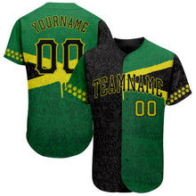 Load image into Gallery viewer, Custom Graffiti Pattern Black-Green 3D Jamaica Authentic Baseball Jersey
