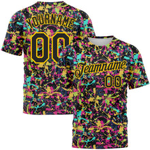 Load image into Gallery viewer, Custom Graffiti Pattern Black-Gold 3D Grunge Shabby Performance T-Shirt
