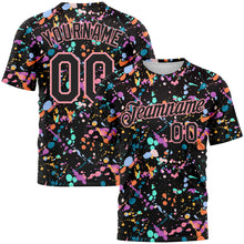 Load image into Gallery viewer, Custom Graffiti Pattern Black-Medium Pink 3D Expressive Splatter Performance T-Shirt
