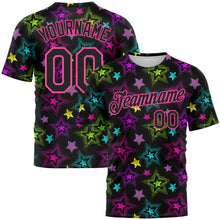 Load image into Gallery viewer, Custom Graffiti Pattern Black-Pink 3D Creative Colorful Stars Performance T-Shirt

