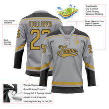 Load image into Gallery viewer, Custom Gray Old Gold-Black Hockey Lace Neck Jersey
