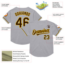 Load image into Gallery viewer, Custom Gray Brown-Yellow Mesh Authentic Throwback Baseball Jersey
