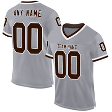 Load image into Gallery viewer, Custom Gray Brown-White Mesh Authentic Throwback Football Jersey
