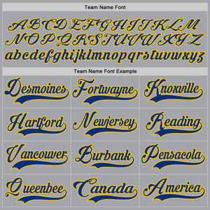Custom Gray Royal-Yellow Hockey Lace Neck Jersey