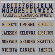 Load image into Gallery viewer, Custom Gray Navy-Old Gold Mesh Authentic Throwback Football Jersey
