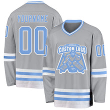 Load image into Gallery viewer, Custom Gray Light Blue-White Hockey Jersey
