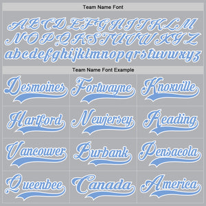 Custom Gray Light Blue-White Hockey Jersey
