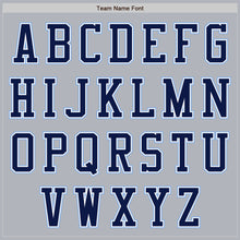 Load image into Gallery viewer, Custom Gray Navy-Light Blue Authentic Baseball Jersey
