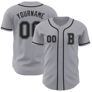 Custom Gray Black Authentic Baseball Jersey