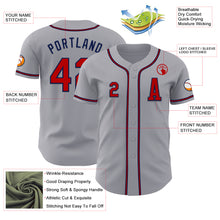 Load image into Gallery viewer, Custom Gray Red-Navy Authentic Baseball Jersey
