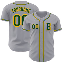 Load image into Gallery viewer, Custom Gray Green-Gold Authentic Baseball Jersey
