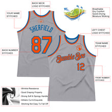 Load image into Gallery viewer, Custom Gray Orange-Light Blue Authentic Throwback Basketball Jersey
