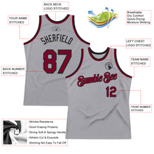 Load image into Gallery viewer, Custom Gray Maroon-Black Authentic Throwback Basketball Jersey
