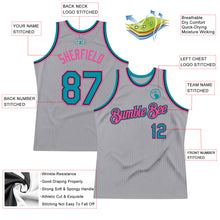 Load image into Gallery viewer, Custom Gray Teal Black-Pink Authentic Throwback Basketball Jersey
