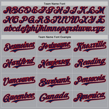 Load image into Gallery viewer, Custom Gray Navy-Red Authentic Baseball Jersey
