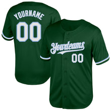 Load image into Gallery viewer, Custom Green White-Light Blue Mesh Authentic Throwback Baseball Jersey
