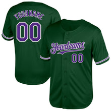 Load image into Gallery viewer, Custom Green Purple-White Mesh Authentic Throwback Baseball Jersey
