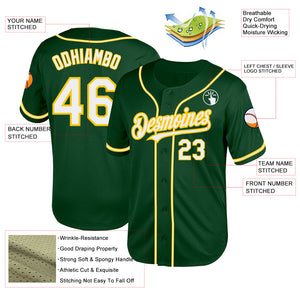 Custom Green White-Yellow Mesh Authentic Throwback Baseball Jersey