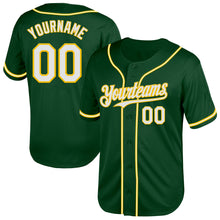 Load image into Gallery viewer, Custom Green White-Yellow Mesh Authentic Throwback Baseball Jersey
