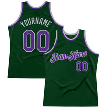 Load image into Gallery viewer, Custom Green Purple-Gray Authentic Throwback Basketball Jersey
