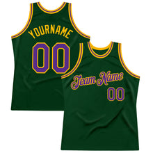 Load image into Gallery viewer, Custom Green Purple-Gold Authentic Throwback Basketball Jersey
