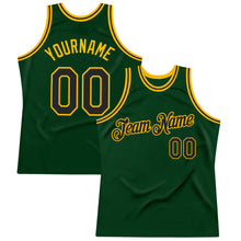 Load image into Gallery viewer, Custom Green Black-Gold Authentic Throwback Basketball Jersey
