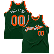Load image into Gallery viewer, Custom Green Orange-Gray Authentic Throwback Basketball Jersey

