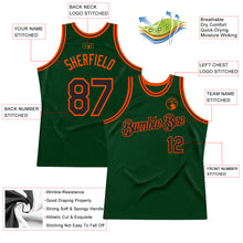 Load image into Gallery viewer, Custom Green Black-Orange Authentic Throwback Basketball Jersey
