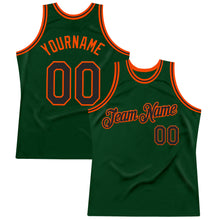 Load image into Gallery viewer, Custom Green Black-Orange Authentic Throwback Basketball Jersey
