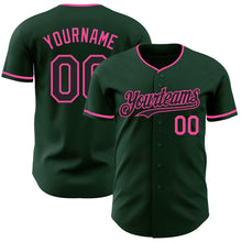 Load image into Gallery viewer, Custom Green Black-Pink Authentic Baseball Jersey
