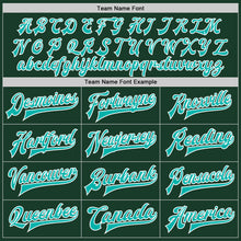 Load image into Gallery viewer, Custom Green Aqua-White Bomber Full-Snap Varsity Letterman Jacket
