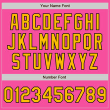 Load image into Gallery viewer, Custom Pink Gold-Black Bomber Full-Snap Varsity Letterman Jacket
