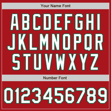 Load image into Gallery viewer, Custom Red White-Kelly Green Bomber Full-Snap Varsity Letterman Jacket
