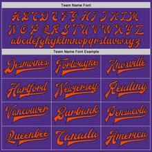 Load image into Gallery viewer, Custom Purple Orange-Navy Bomber Full-Snap Varsity Letterman Jacket
