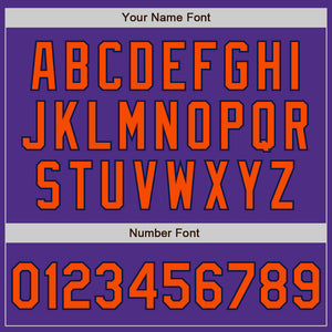 Custom Purple Orange-Navy Bomber Full-Snap Varsity Letterman Jacket