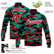 Load image into Gallery viewer, Custom Camo Red-White Fluorescent Camouflage 3D Bomber Full-Snap Varsity Letterman Salute To Service Jacket
