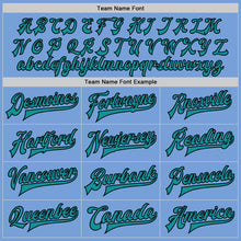 Load image into Gallery viewer, Custom Light Blue Teal-Black Bomber Full-Snap Varsity Letterman Two Tone Jacket

